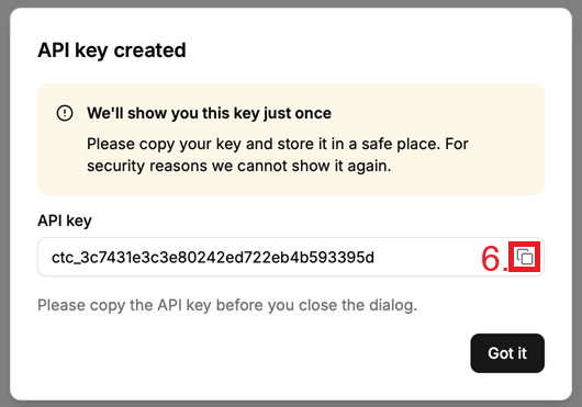 Copy API key