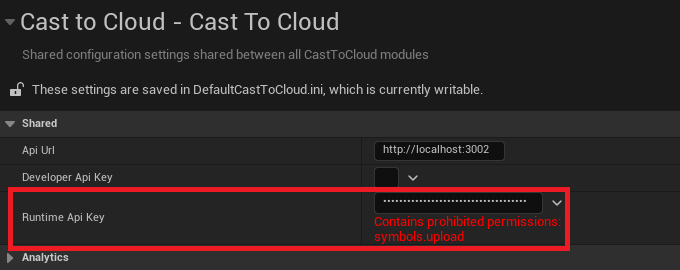 Runtime API Key Prohibited Permission